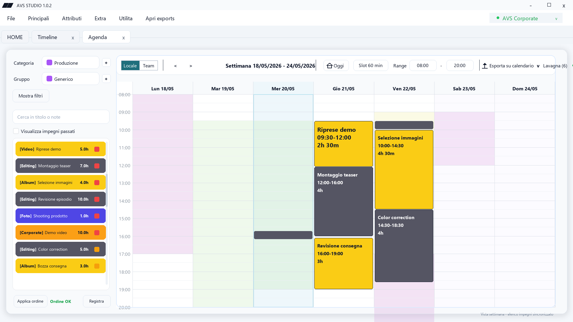 Interfaccia Agenda